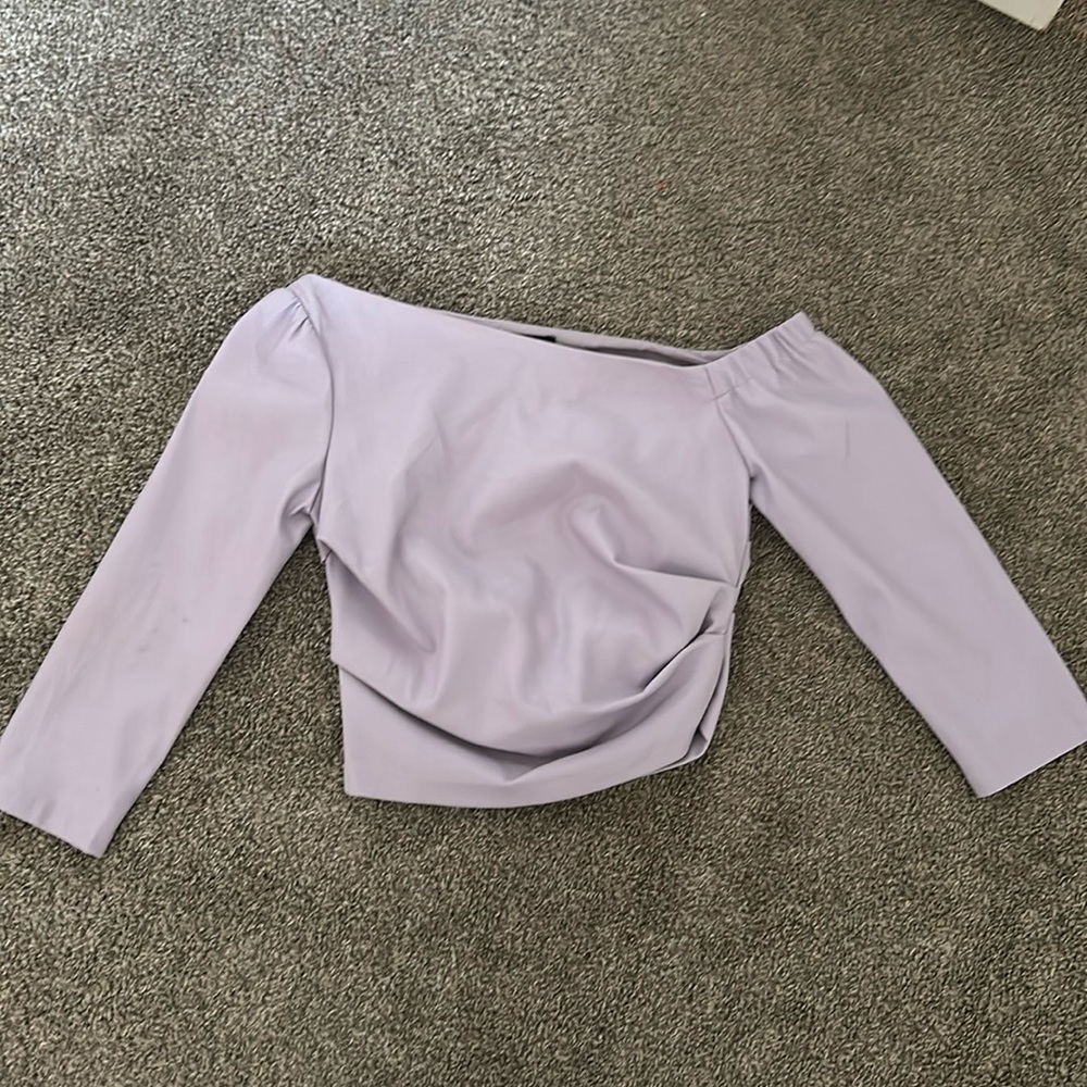 Purple pleather 3/4 sleeve top